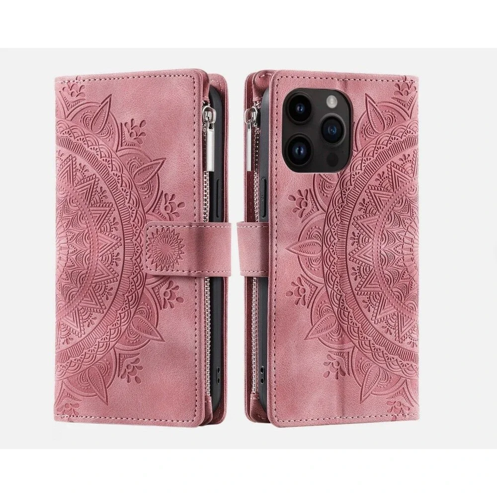 Beautiful Leather iPhone 15 Pro Max Case - Mandala